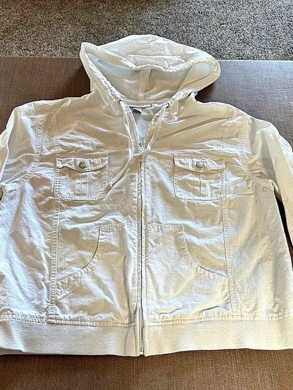 dressbarn Hooded Utility Jacket in White Like New